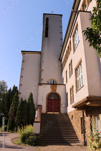 Treppenaufgang zur Kapelle des Walburgis Gymnasiums der Stadt Menden im Sauerland	 photo