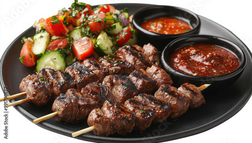 Churrasco on plate isolated on white background 