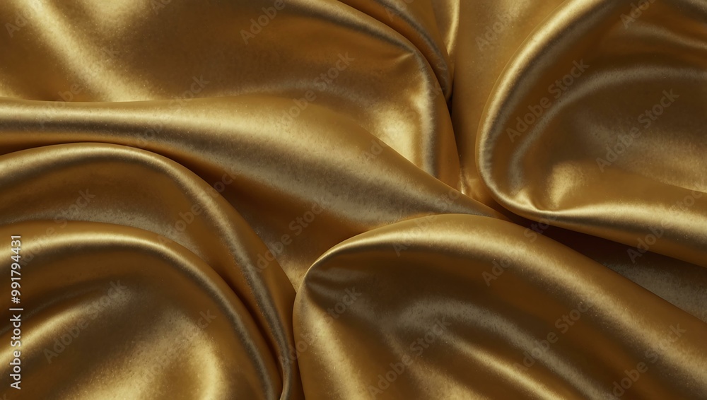 Shiny golden fabric texture in a curve. Shiny golden fabric texture in a curve.
