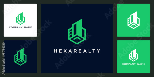 Vector of hexagon realty, real estate logo and icon design template, can be used in various media easily, editable