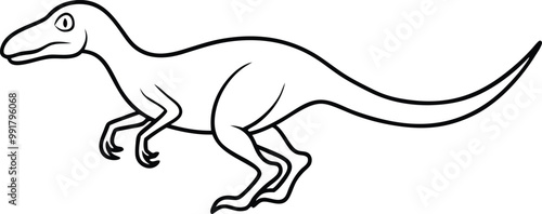 Velociraptor Running Fast Vector Illustration for Dinosaur Fans
