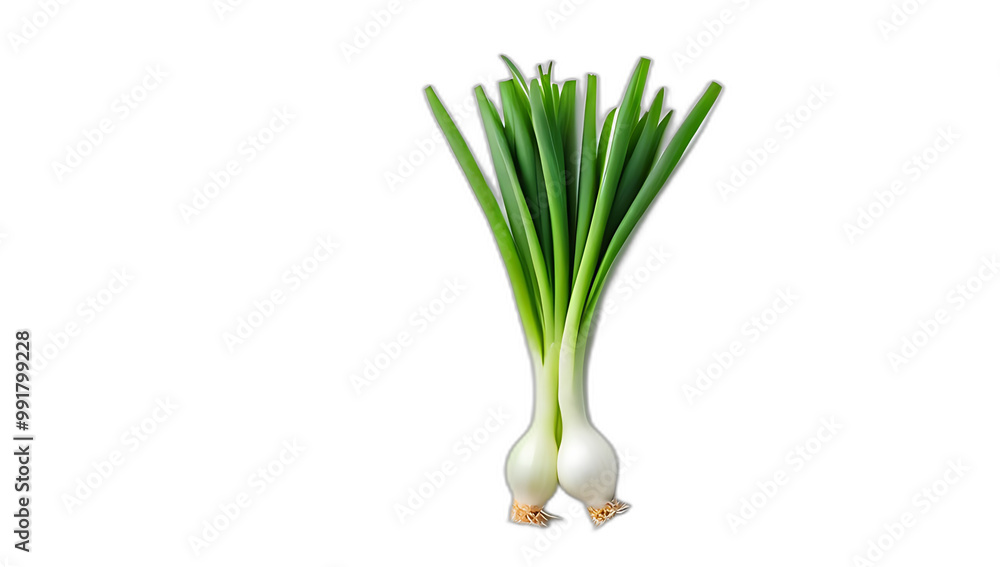 Obraz premium young green onions white background