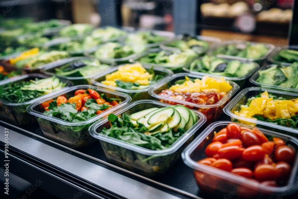 Ready to eat vegetable salads in plastic boxes Ready to eat vegetable salads in plastic boxes