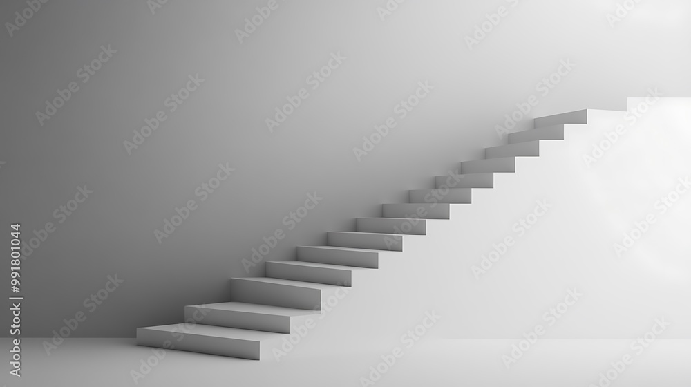White staircase leading up to a bright, white space. White staircase leading up to a bright, white space.