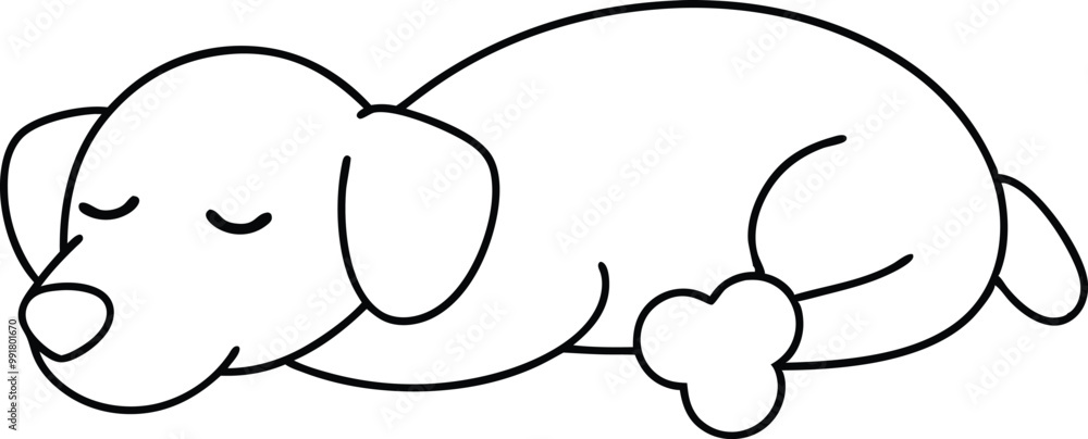 Sleeping Puppy with a Bone Cute Vector Illustration for Kids Coloring Fun
Sleeping Puppy with a Bone Cute Vector Illustration for Kids Coloring Fun