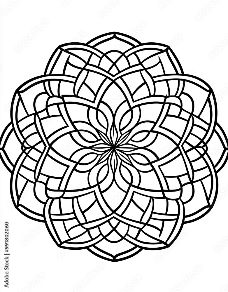 Obraz premium A simple symmetrical geometric mandala design with white background