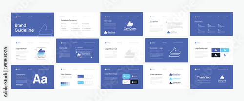 Brand Guidelines poster layout Set. Modern brand identity presentation layout template. Vector illustration.