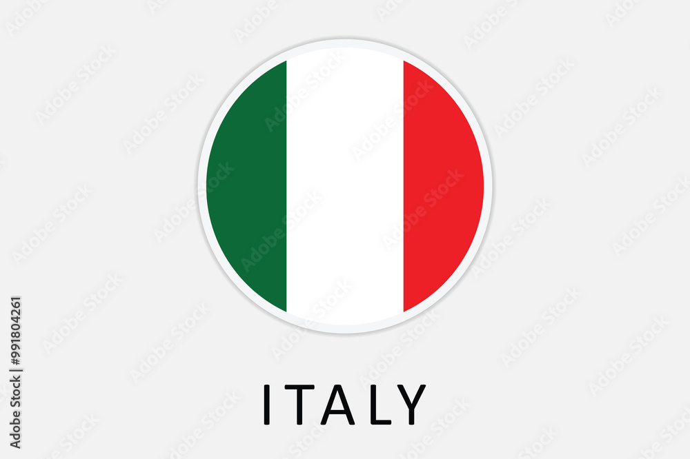 The flag of Italy. Flag icon. Standard color. Round flag. Computer illustration. Digital illustration. Vector illustration.
The flag of Italy. Flag icon. Standard color. Round flag. Computer illustration. Digital illustration. Vector illustration.