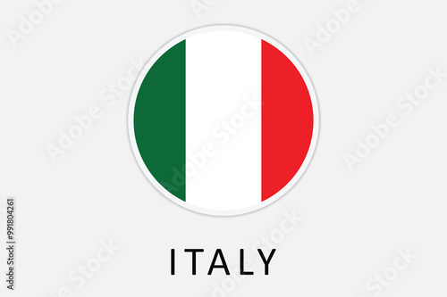 The flag of Italy. Flag icon. Standard color. Round flag. Computer illustration. Digital illustration. Vector illustration.
