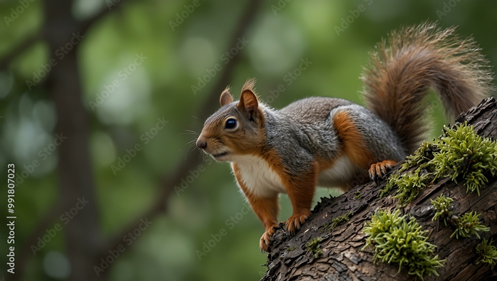 Squirrel perched on a tree. Squirrel perched on a tree.