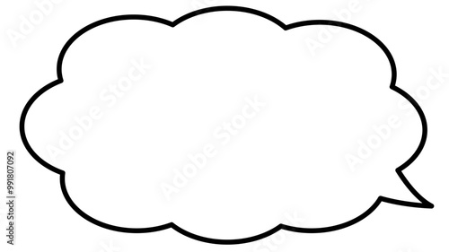 吹き出し　もこもこ　雲　単体　白　黒線　ベクター　素材.ai