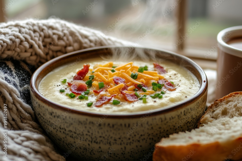 Cozy Winter Meal: Creamy Potato Soup with Bacon and Hot Chocolate Cozy Winter Meal: Creamy Potato Soup with Bacon and Hot Chocolate