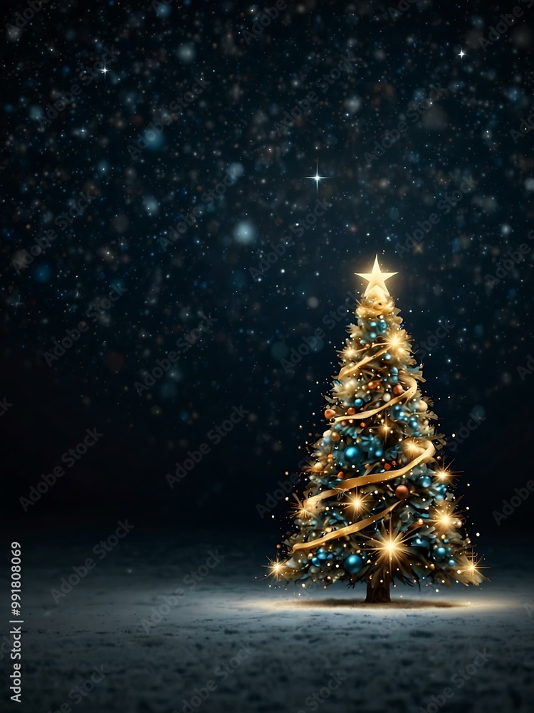 Starry Christmas tree design with space for text. Starry Christmas tree design with space for text.