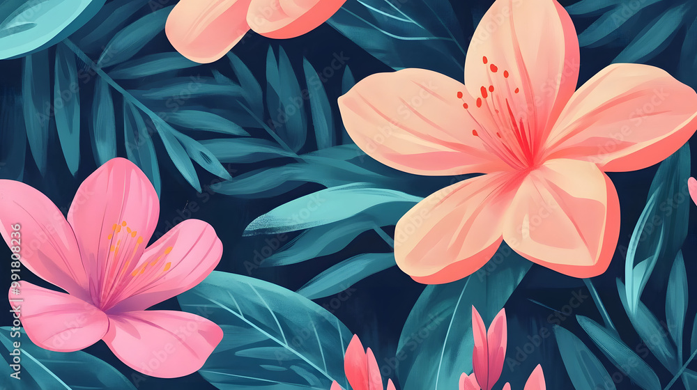 Obraz premium Hand-painted realistic floral pattern background