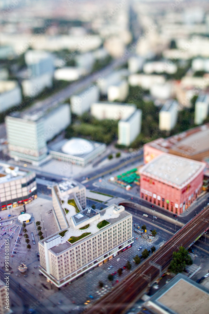 Obraz premium Aerial View of Alexanderplatz in Berlin Shows Miniature Effect