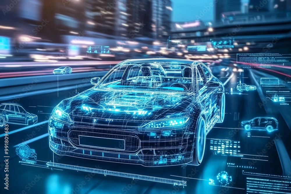Futuristic Smart Car Technology and Autonomous Driving Systems - Generative AI Futuristic Smart Car Technology and Autonomous Driving Systems - Generative AI