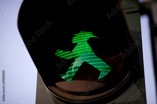 Ampelmännchen Pedestrian Signal Illuminated in East Berlin During Daytime