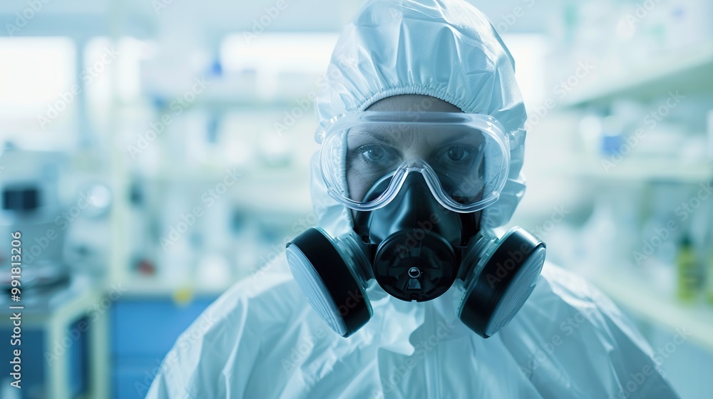 A Scientist in a Hazmat Suit in a Laboratory A Scientist in a Hazmat Suit in a Laboratory