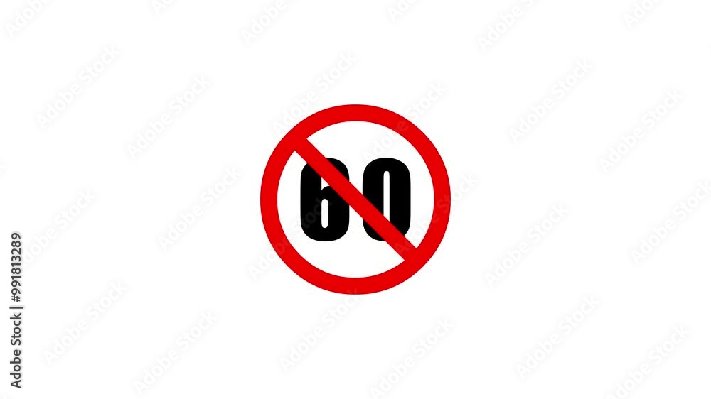 60 Not Allowed Sign Animation Video. Over 60 only censored. eighteen age older. 4K animation 60 Not Allowed Sign Animation Video. Over 60 only censored. eighteen age older. 4K animation