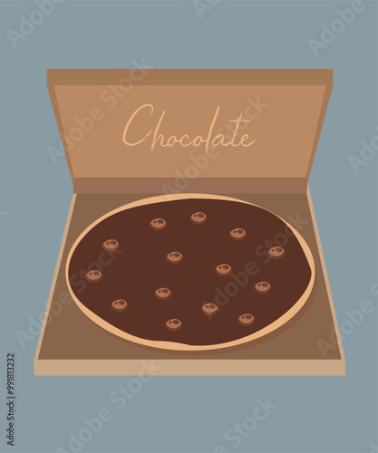 Flat Design Illustration with Box At Pizza and Chocolate Taste