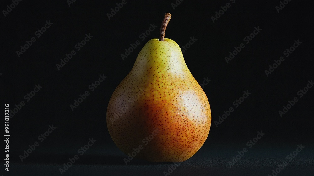 A yellow pear on a black background A yellow pear on a black background