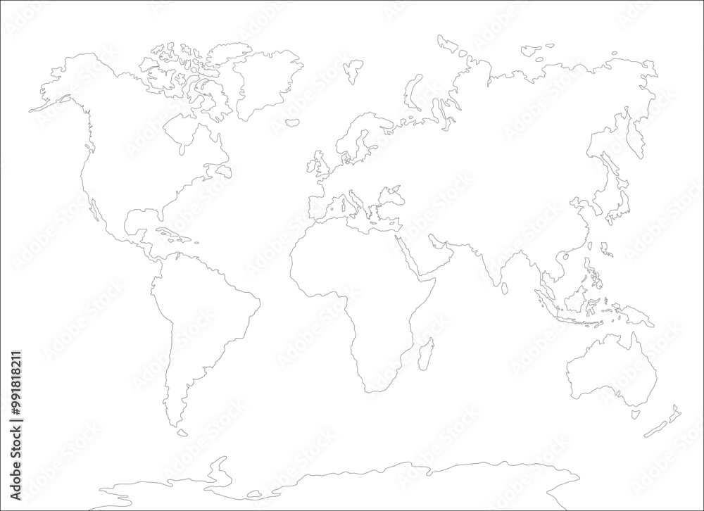 World map. Hand drawing in thin line. Simple vector illustration World map. Hand drawing in thin line. Simple vector illustration