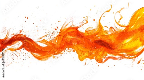 Abstract Orange Liquid Flowing on White Background, liquid, abstract, orange