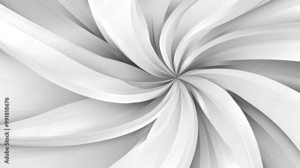 Fototapeta premium Abstract White Swirling Spiral, 3D Rendered, Monochromatic, Minimalism, Background, Design, Abstract