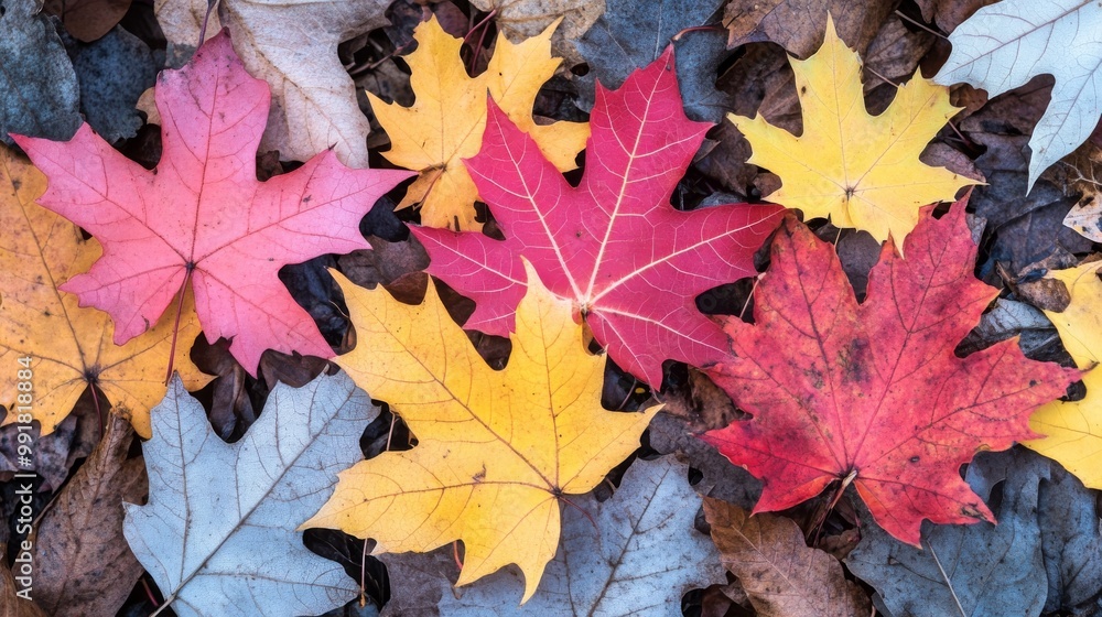 Autumn Leaf Tapestry Red, Yellow, and Blue Hues, Fall Foliage, Colorful Leaves, Nature Photography, Autumn Colors Autumn Leaf Tapestry Red, Yellow, and Blue Hues, Fall Foliage, Colorful Leaves, Nature Photography, Autumn Colors