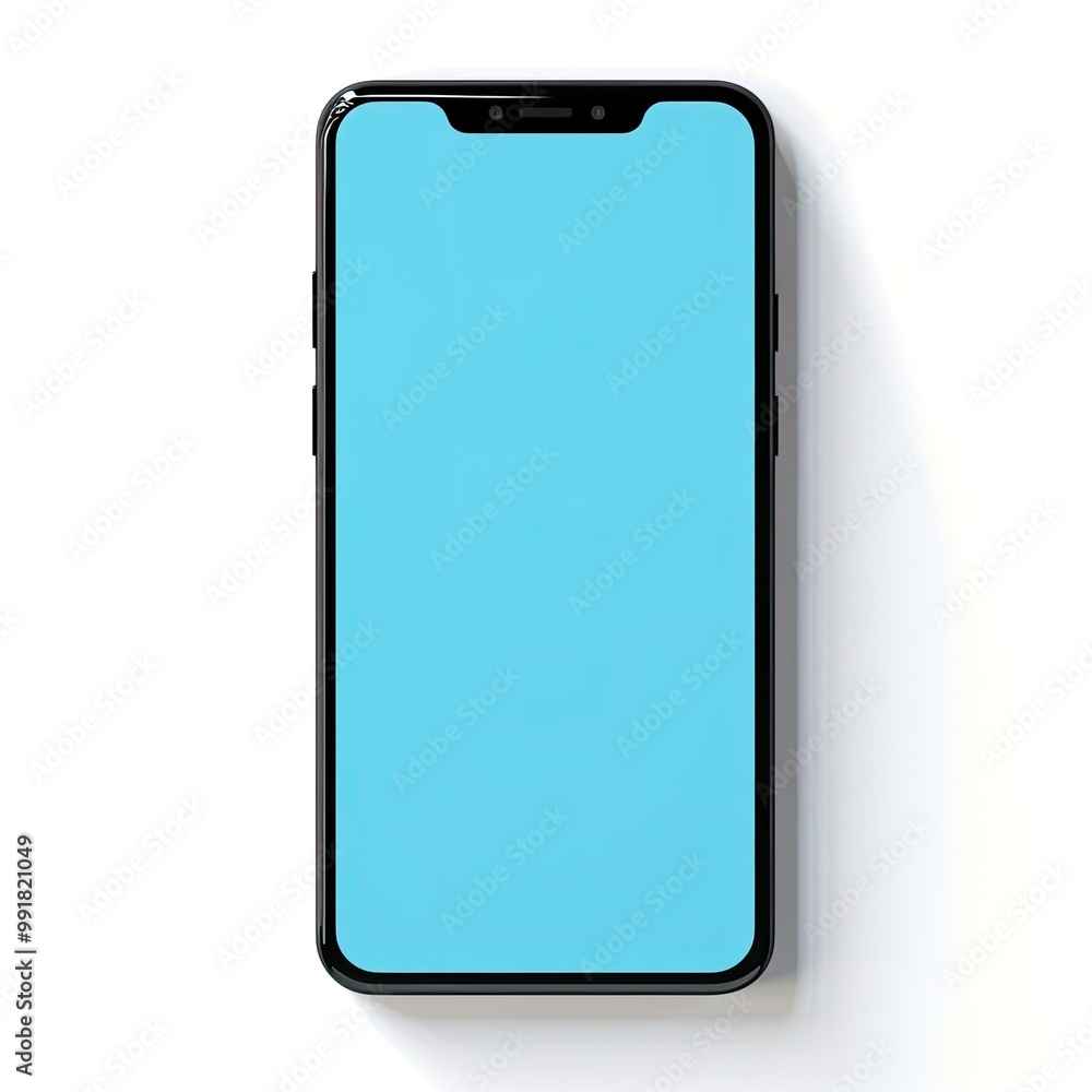 Modern Smartphone with Blue Screen - Technology and Communication Modern Smartphone with Blue Screen - Technology and Communication