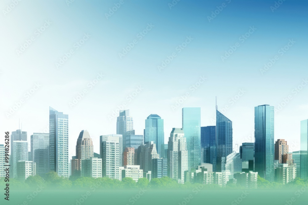 Modern Cityscape with Glass Skyscrapers Modern Cityscape with Glass Skyscrapers