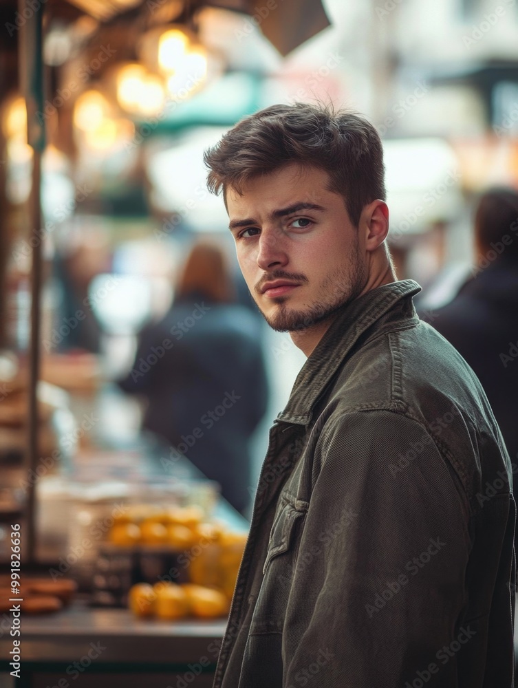 Urban Portrait of a Young Man in a Market Urban Portrait of a Young Man in a Market