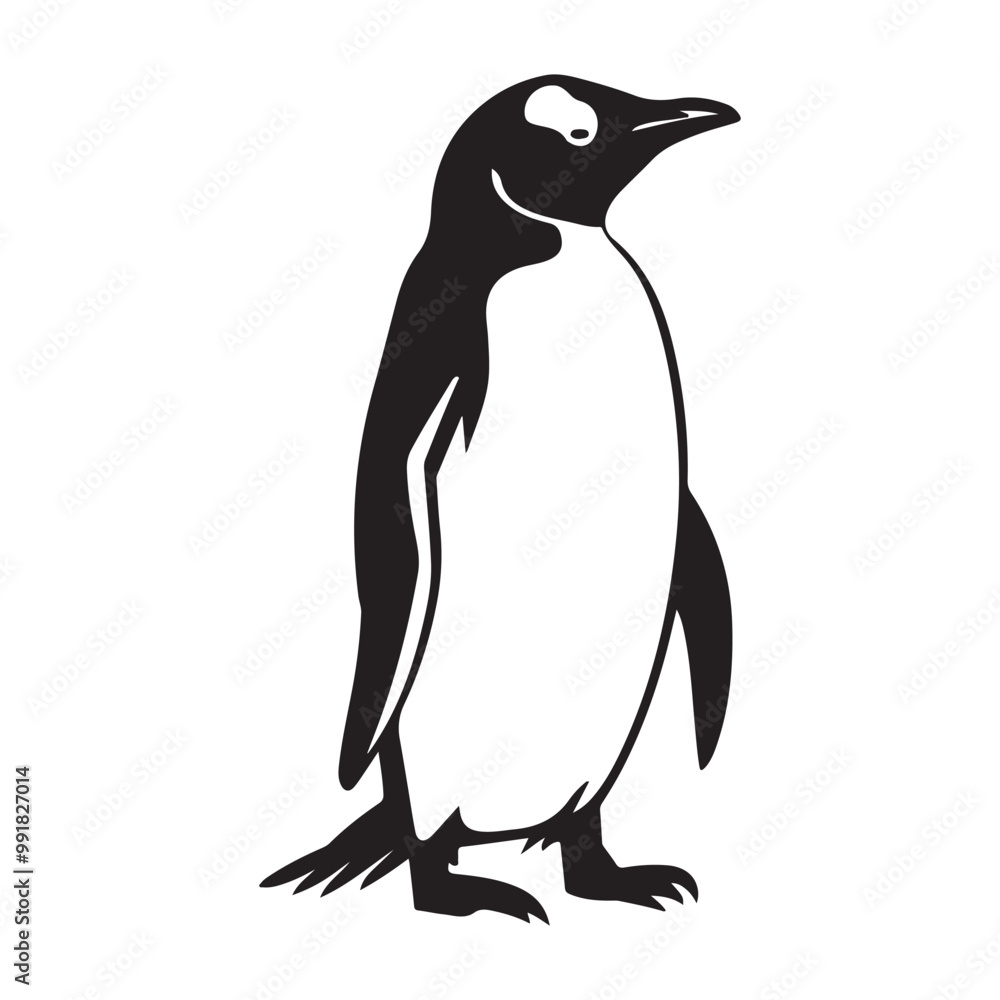 Naklejka premium Penguin Silhouette Vector Art Illustration, Animal Isolated On White Background, Penguin Silhouette