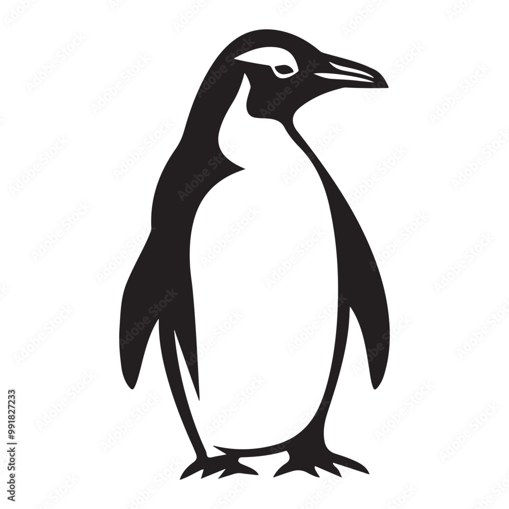 Obraz premium Penguin Silhouette Vector Art Illustration, Animal Isolated On White Background, Penguin Silhouette