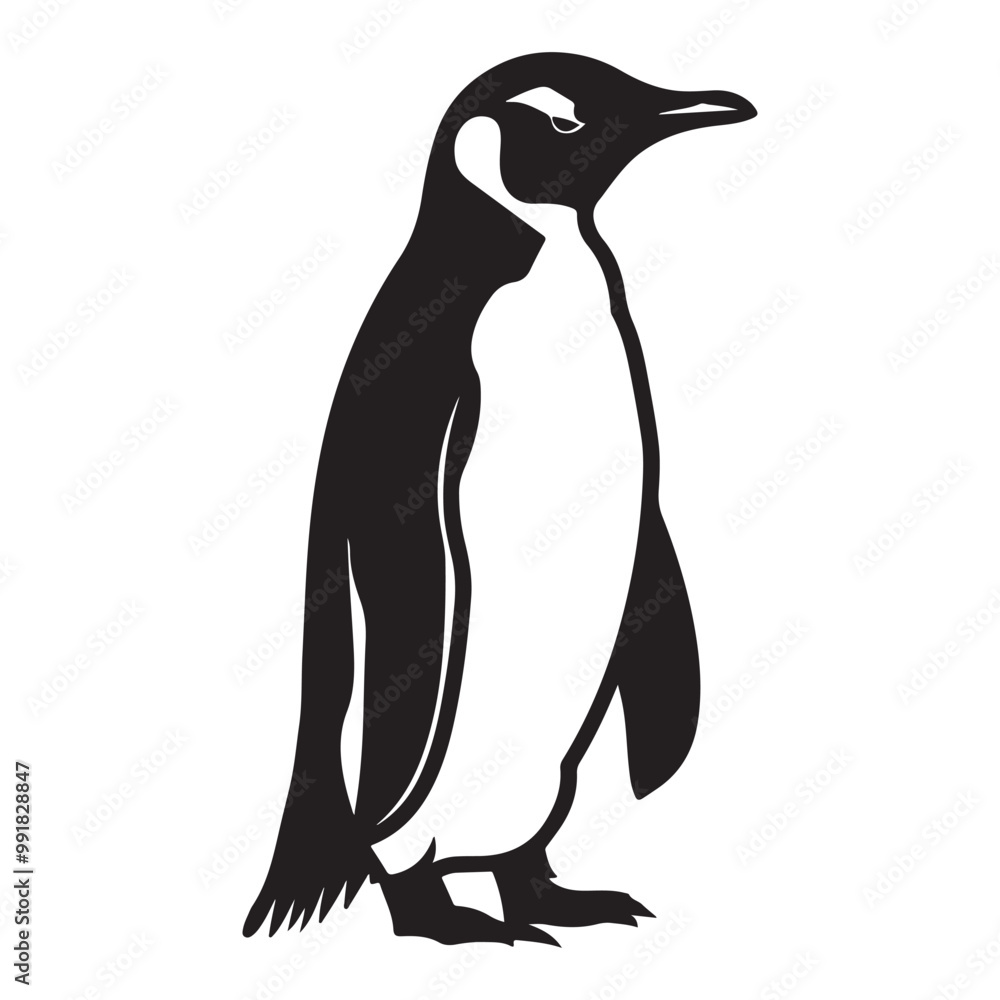 Obraz premium Penguin Silhouette Vector Art Illustration, Animal Isolated On White Background, Penguin Silhouette