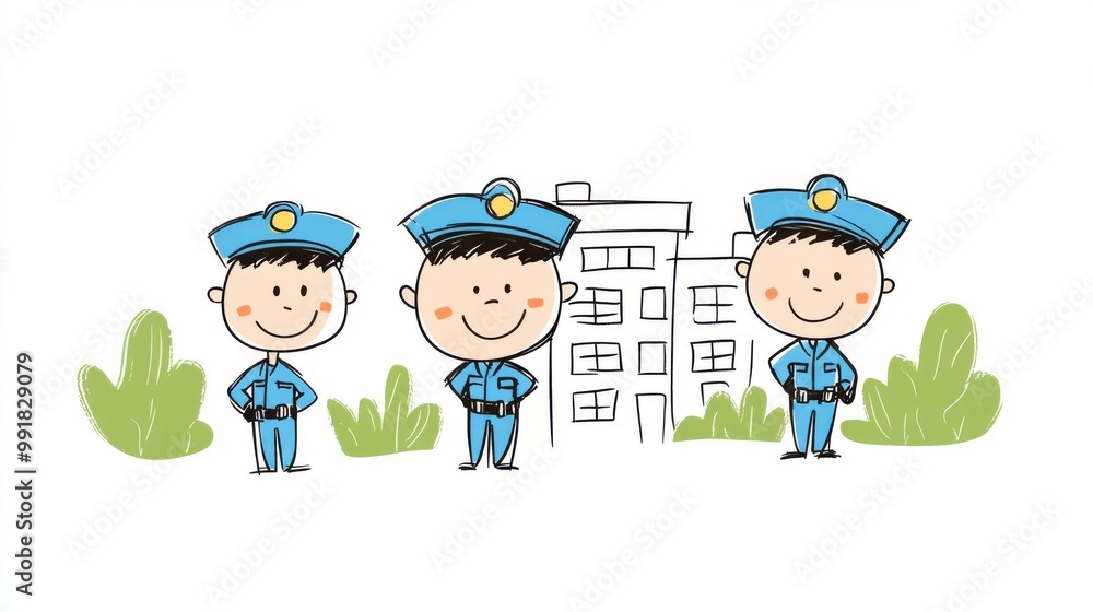 Fun Vector Illustration of Cartoon Police Officers Fun Vector Illustration of Cartoon Police Officers