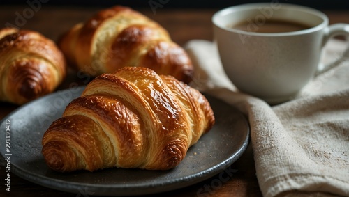 Two croissants at home, perfect for brunch preparation.