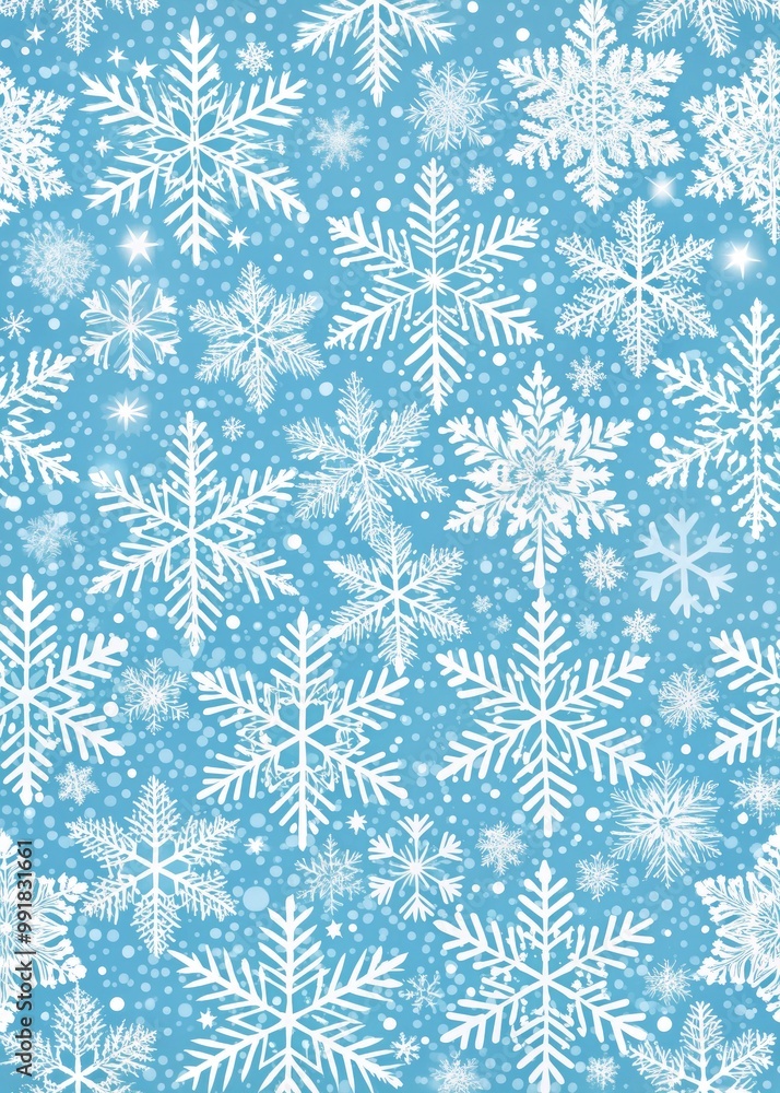 Delicate white snowflakes creating a wintery pattern. Delicate white snowflakes creating a wintery pattern.