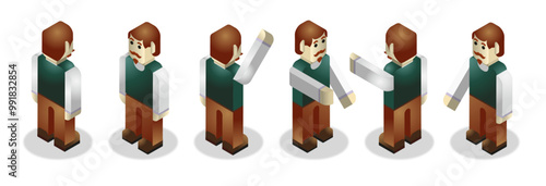 A teacher business isometric cubic vector character