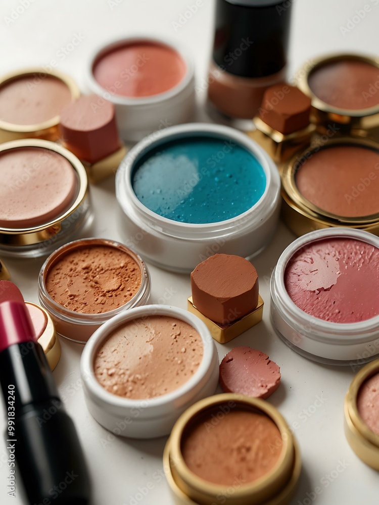Various decorative cosmetics on a white background. Various decorative cosmetics on a white background.