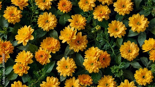 Vibrant yellow flowers with green leaves for floral arrangements.