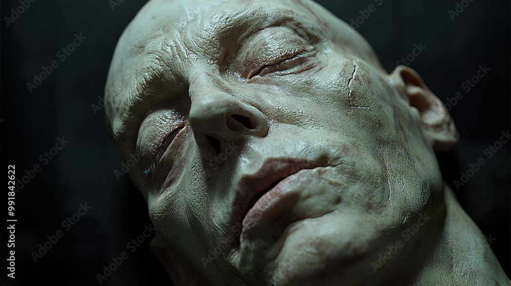 Close-Up Portrait of a Human Face with Scars and Wrinkles Close-Up Portrait of a Human Face with Scars and Wrinkles