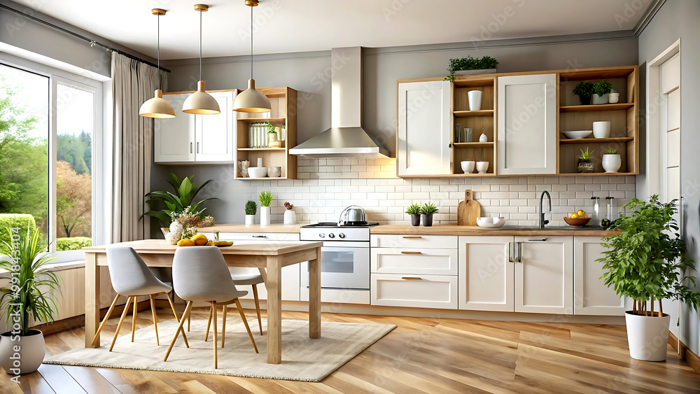 Home mock up, cozy modern kitchen interior background, 3d render, white Mock up frame Home mock up, cozy modern kitchen interior background, 3d render, white Mock up frame