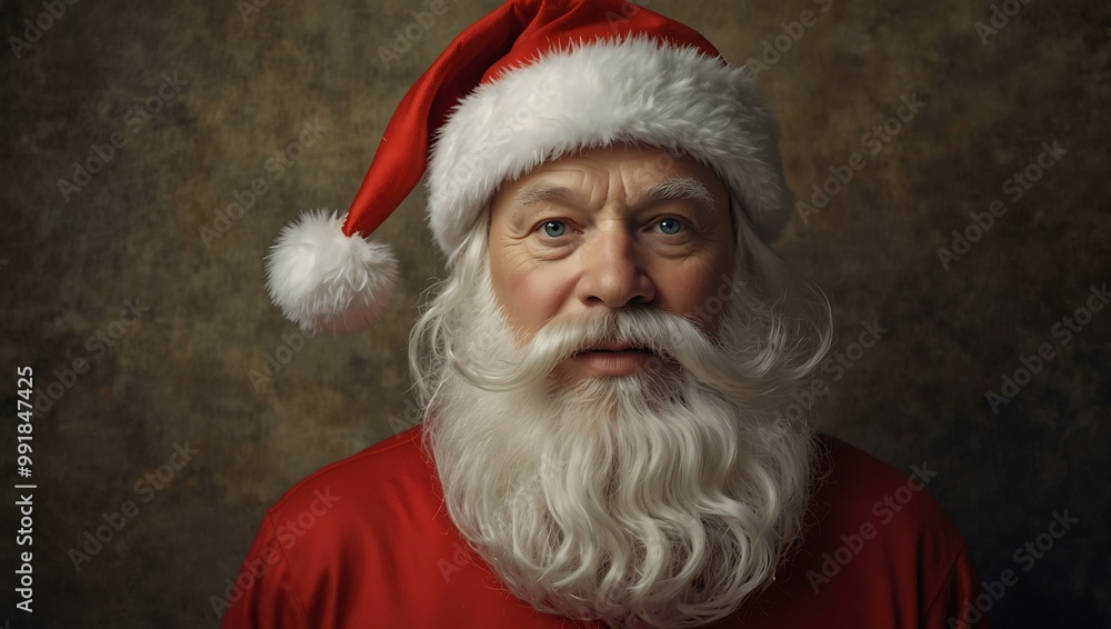Whimsical Santa Claus with a flowing beard and festive hat. Whimsical Santa Claus with a flowing beard and festive hat.