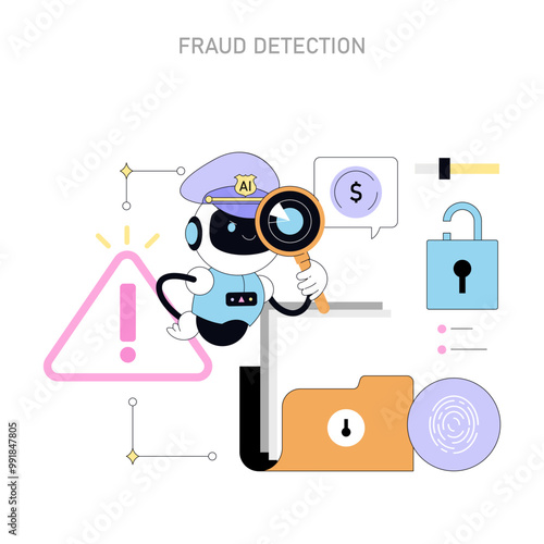 Artificial intelligence in business. Flat Vector Illustration