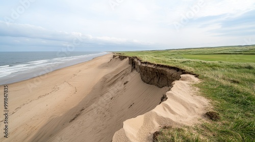 Coastal Erosion on a Sandy Beach Landscape