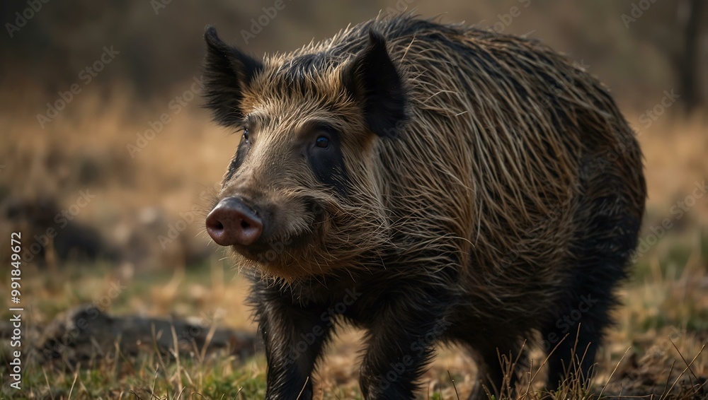 Wild boar in a natural setting. Wild boar in a natural setting.