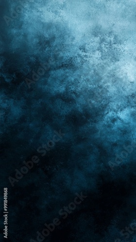 The background is an abstract blue black vertical gradient with a grainy texture.