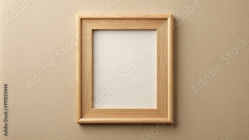 Empty wooden picture frame mockup hanging on beige wall, gallery, decoration, mock-up, layout, frame, shadow, home, decoration, artwork, hanging, design, wooden, concept, minimalistic