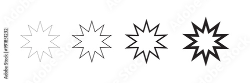 Bahai icon set. nine pointed Baha vector icon. Persian star symbol for UI designs.